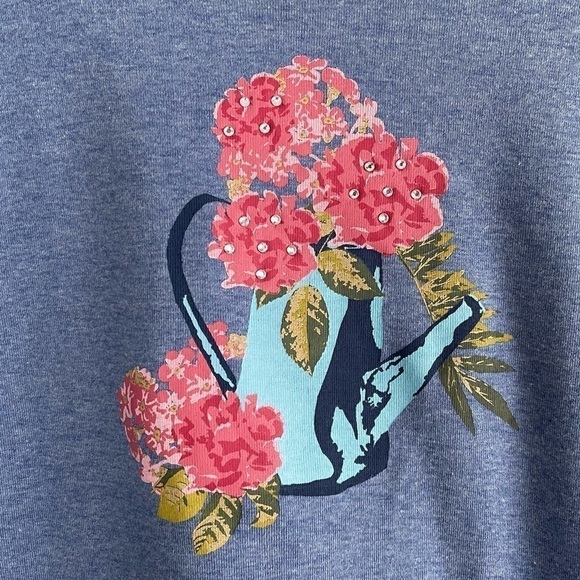 Croft & Barrow embellished floral boat neck tee size XL - Picture 3 of 9